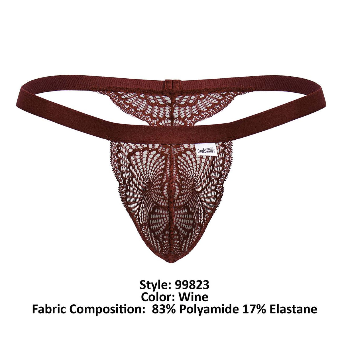 CandyMan Lace Thongs - Wine