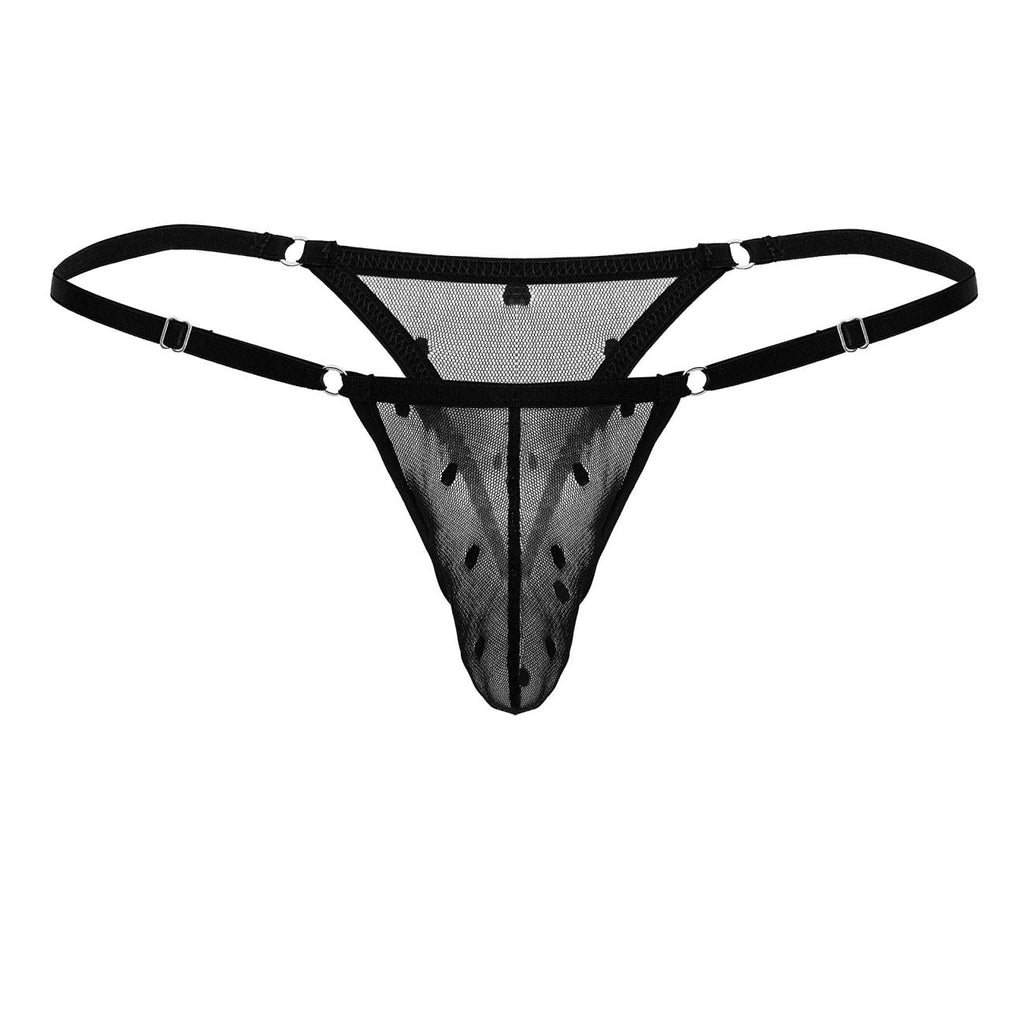 CandyMan Slider Strap Mesh Thongs - Black