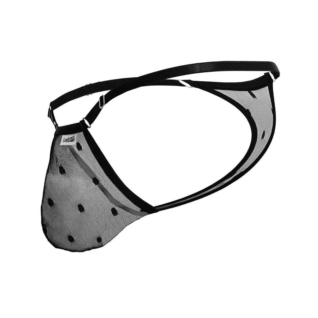 CandyMan Slider Strap Mesh Thongs - Black