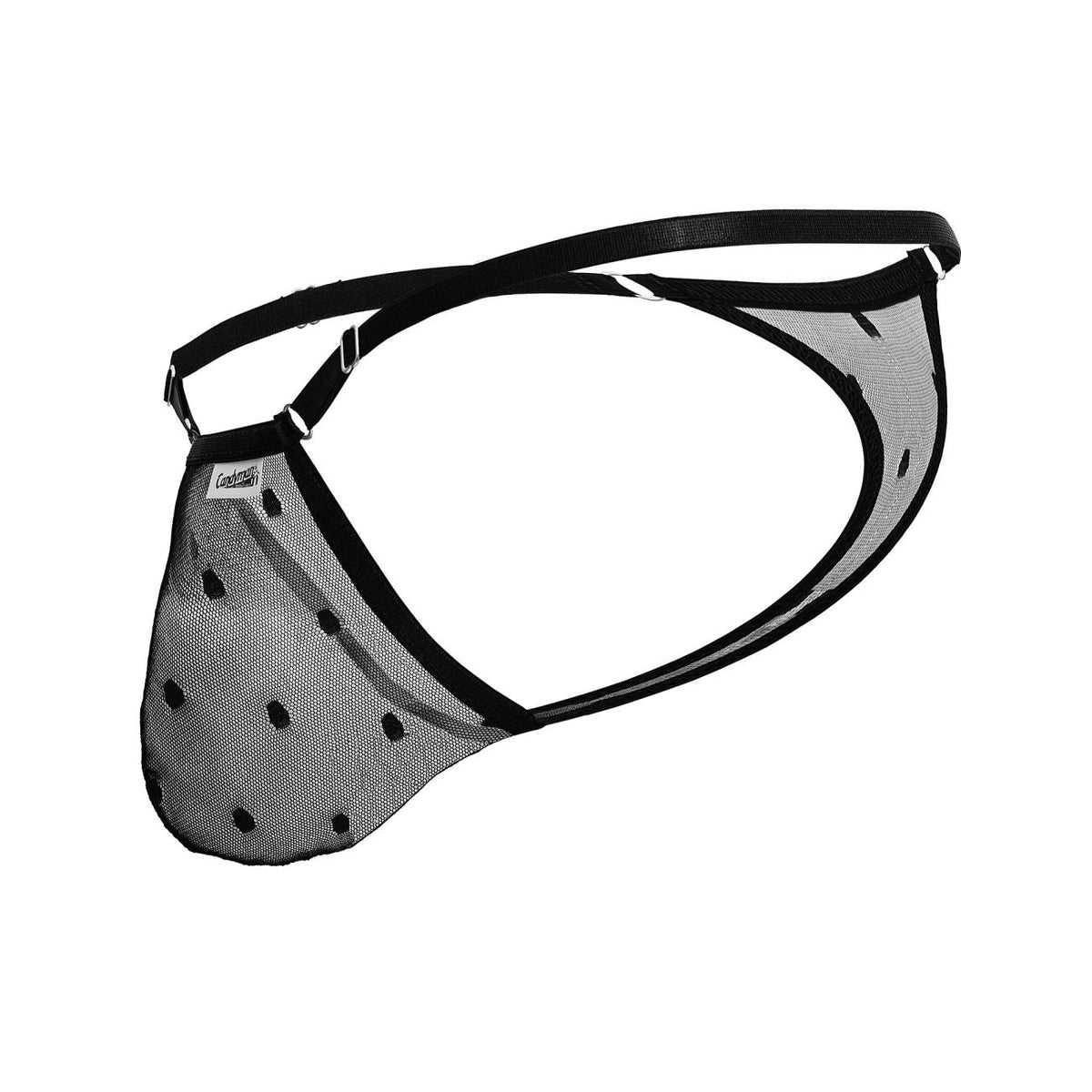 CandyMan Slider Strap Mesh Thongs - Black