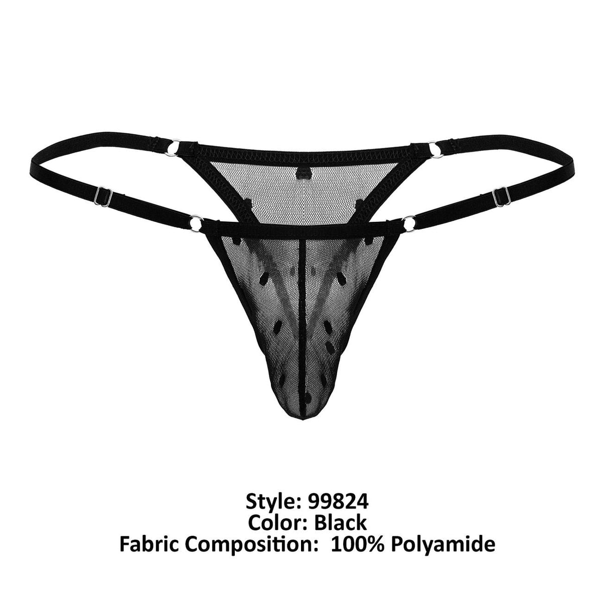 CandyMan Slider Strap Mesh Thongs - Black