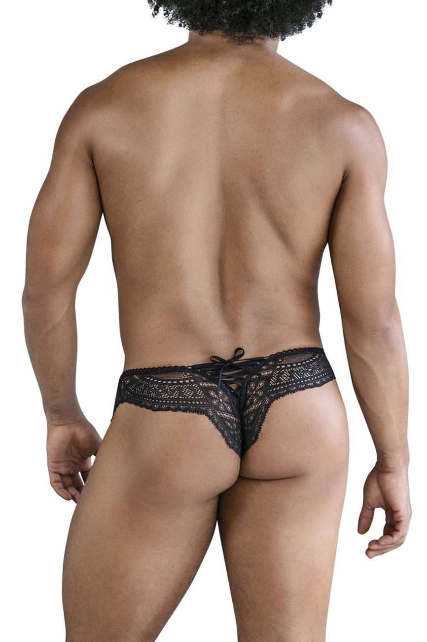 CandyMan Lace-Mesh Thongs - Black