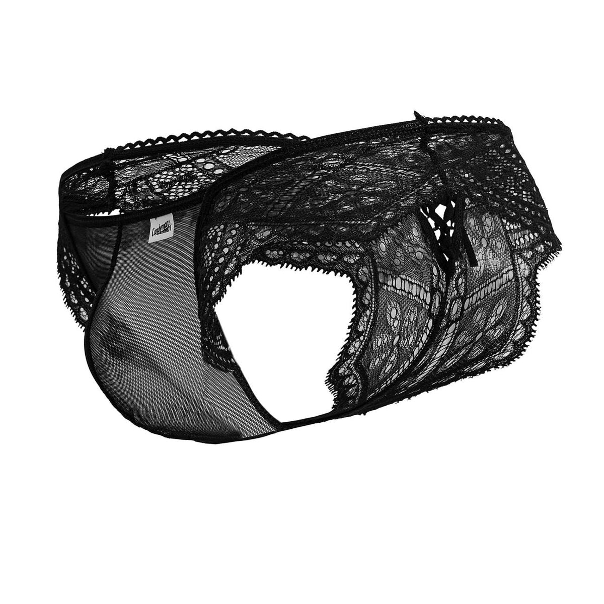 CandyMan Lace-Mesh Thongs - Black