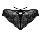 CandyMan Lace-Mesh Thongs - Black