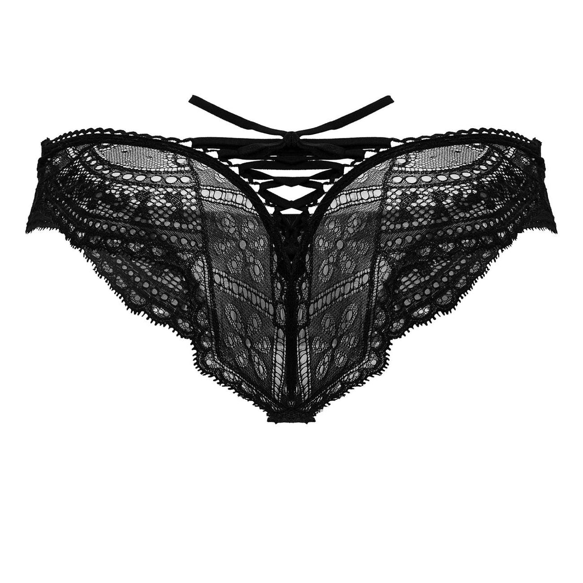 CandyMan Lace-Mesh Thongs - Black
