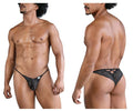 CandyMan Corset Back Lace Thongs - Black