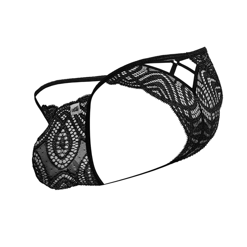 CandyMan Corset Back Lace Thongs - Black