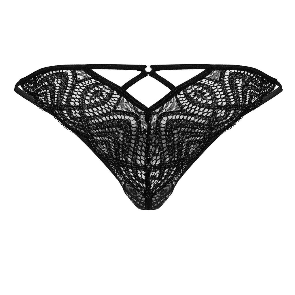 CandyMan Corset Back Lace Thongs - Black