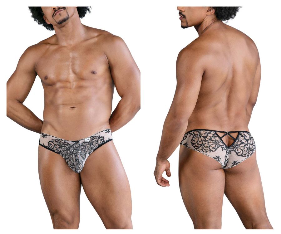 CandyMan Lace Briefs - Nude-Black