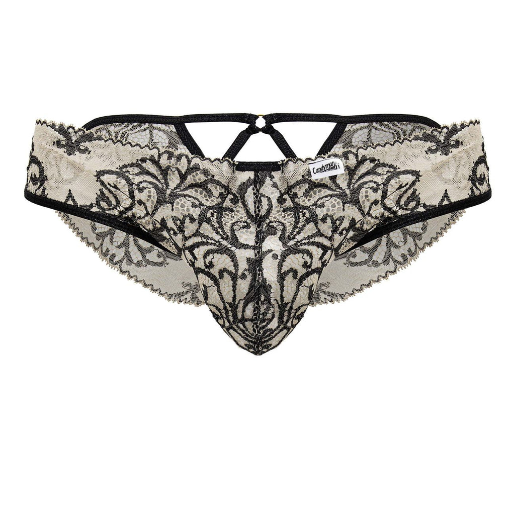 CandyMan Lace Briefs - Nude-Black