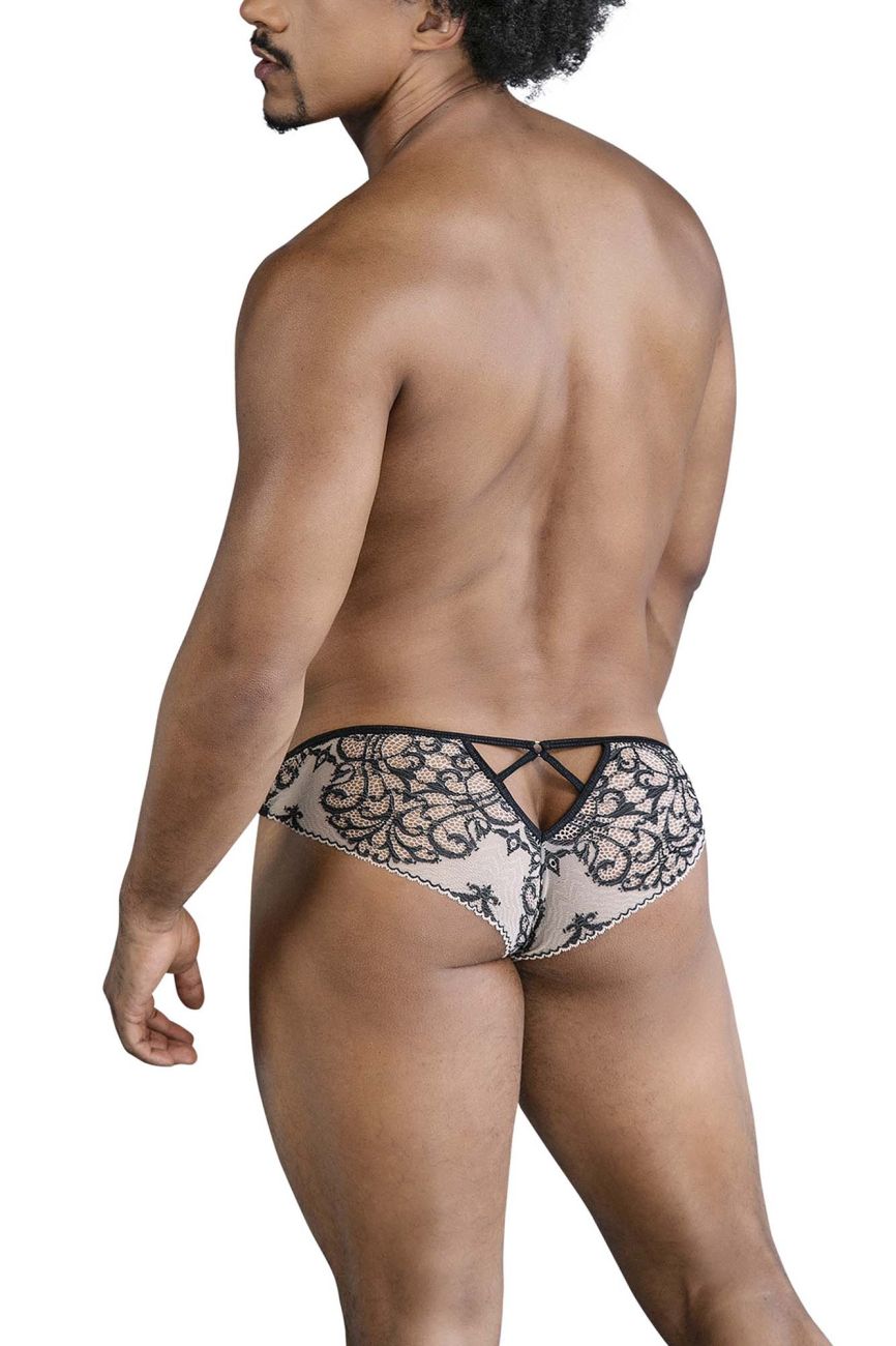 CandyMan Lace Briefs - Nude-Black
