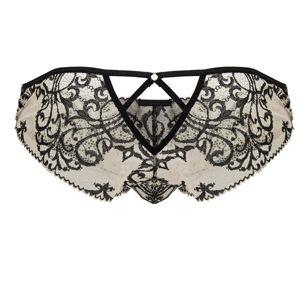 CandyMan Lace Briefs - Nude-Black