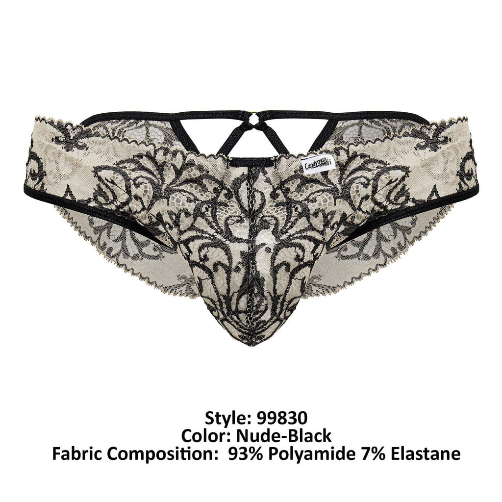 CandyMan Lace Briefs - Nude-Black