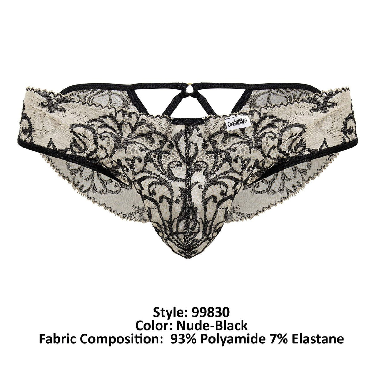 CandyMan Lace Briefs - Nude-Black