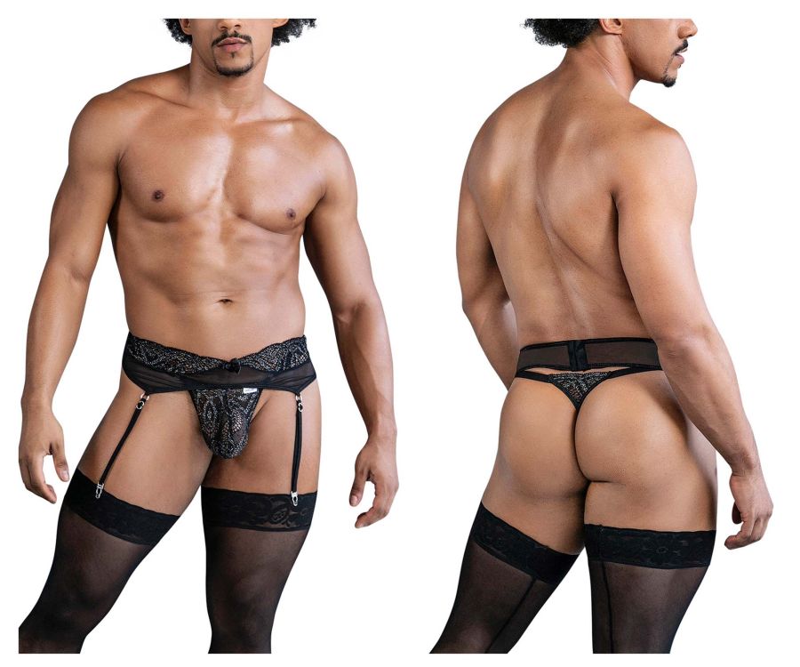 CandyMan Lace-Garter Outfit - Black