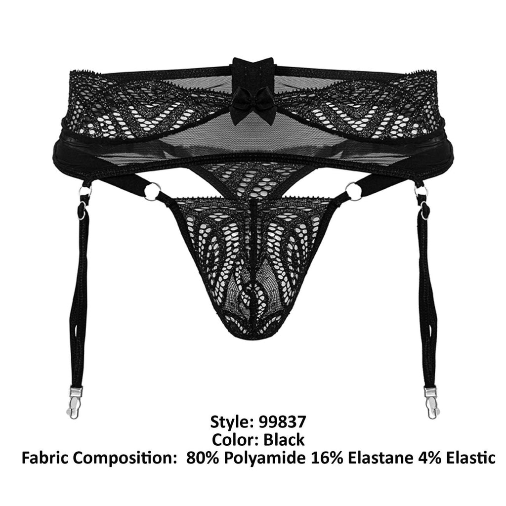 CandyMan Lace-Garter Outfit - Black