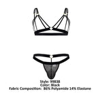 CandyMan Sheer Mesh Harness Two Piece Outfit - Black