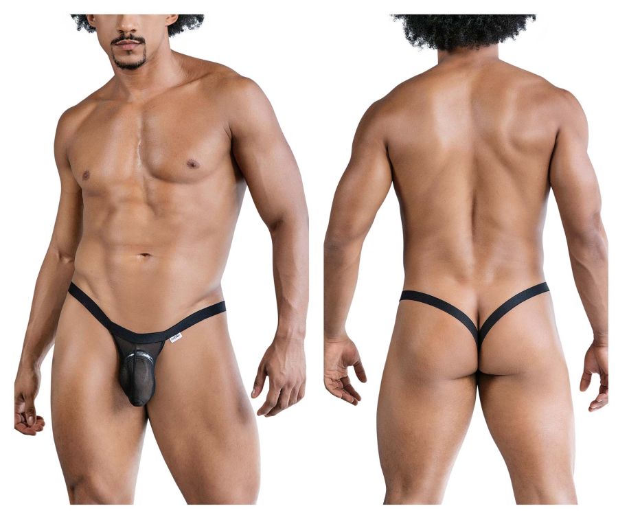 CandyMan Sheer Pouch Mesh Thongs - Black