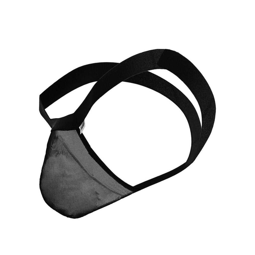 CandyMan Sheer Pouch Mesh Thongs - Black