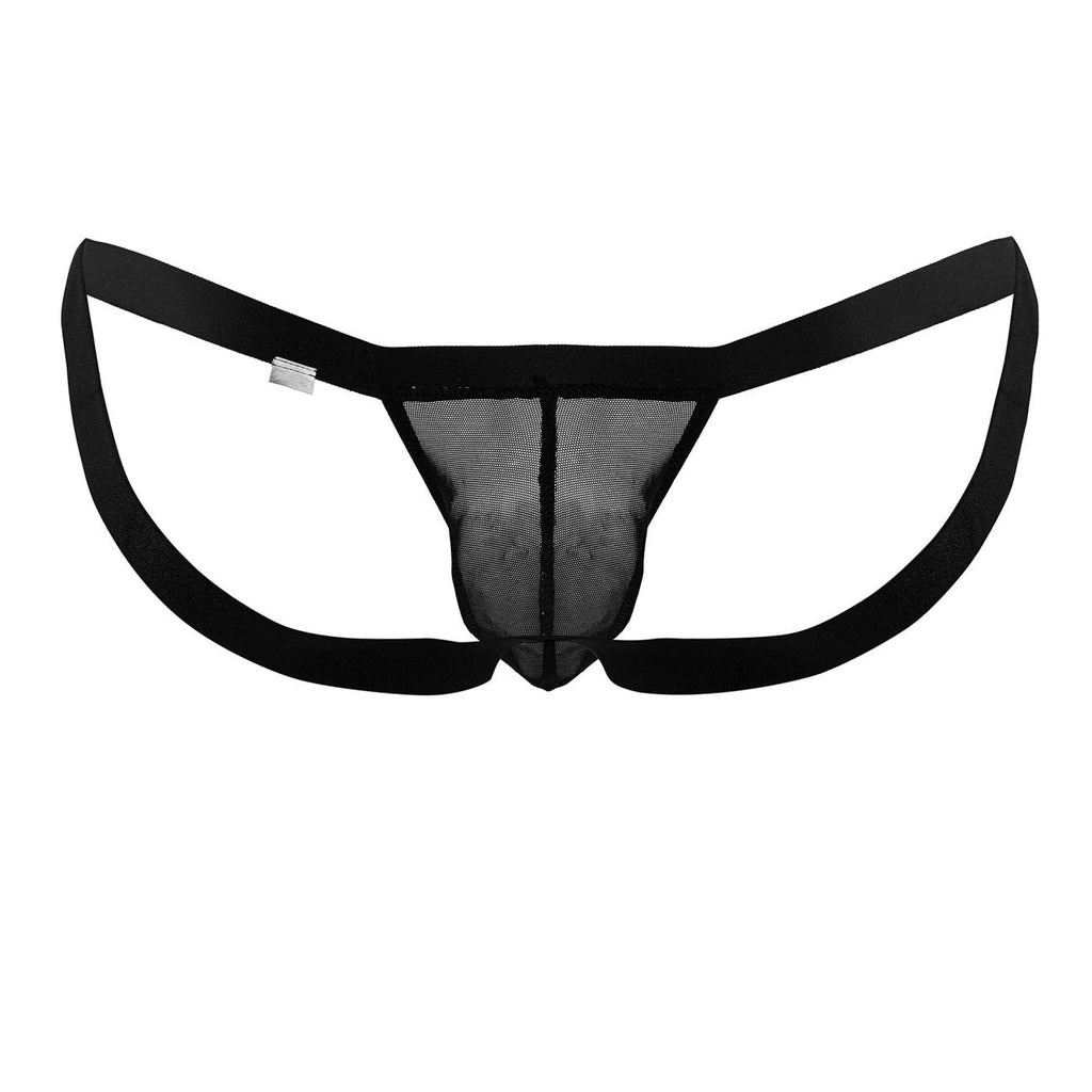 CandyMan Sheer Pouch Mesh Thongs - Black