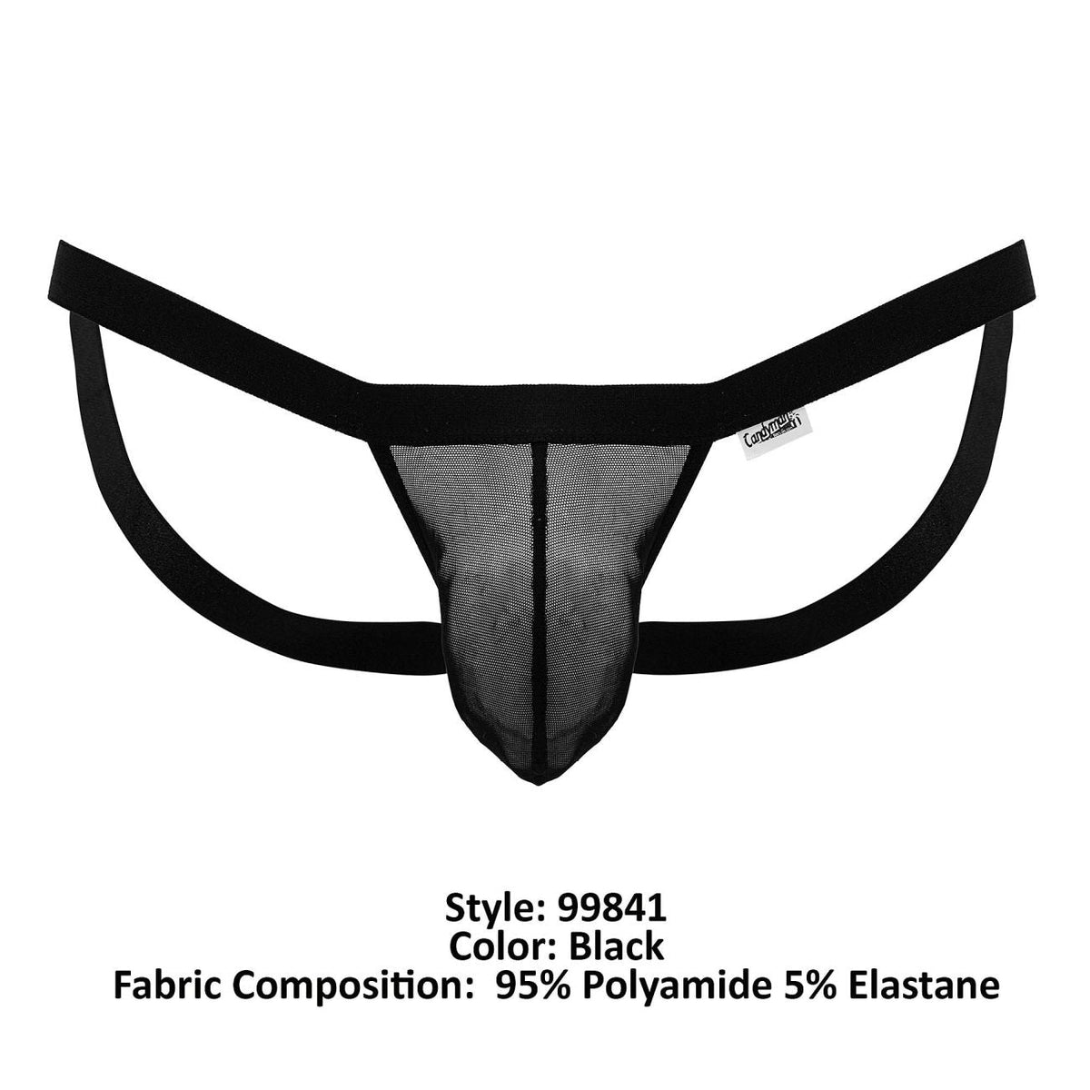 CandyMan Sheer Pouch Mesh Thongs - Black