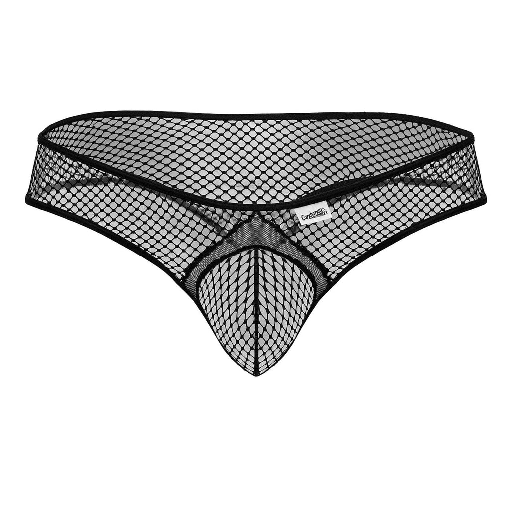 CandyMan Contoured Pouch Fishnet Thongs - Black