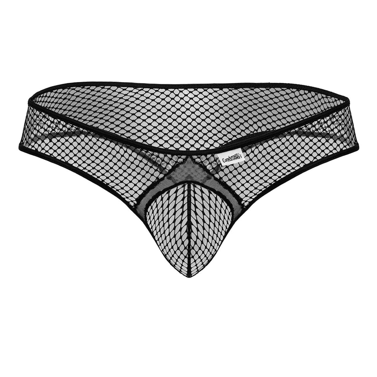 CandyMan Contoured Pouch Fishnet Thongs - Black