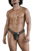 CandyMan Contoured Pouch Fishnet Thongs - Black