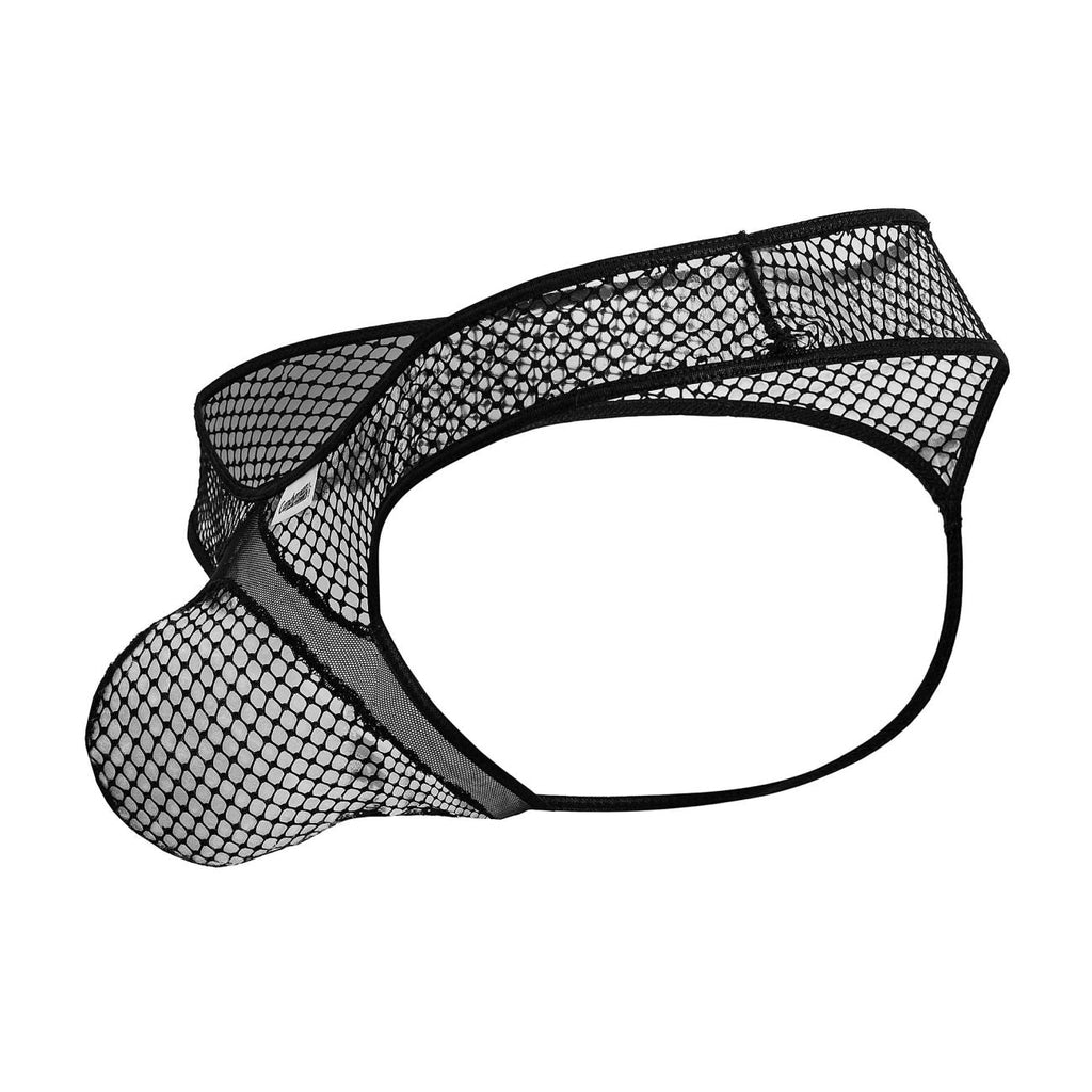 CandyMan Contoured Pouch Fishnet Thongs - Black