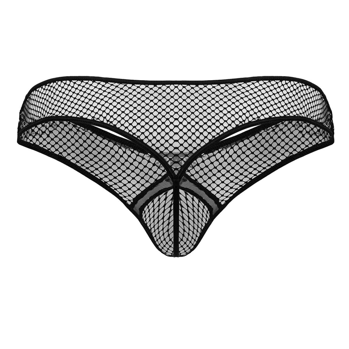 CandyMan Contoured Pouch Fishnet Thongs - Black