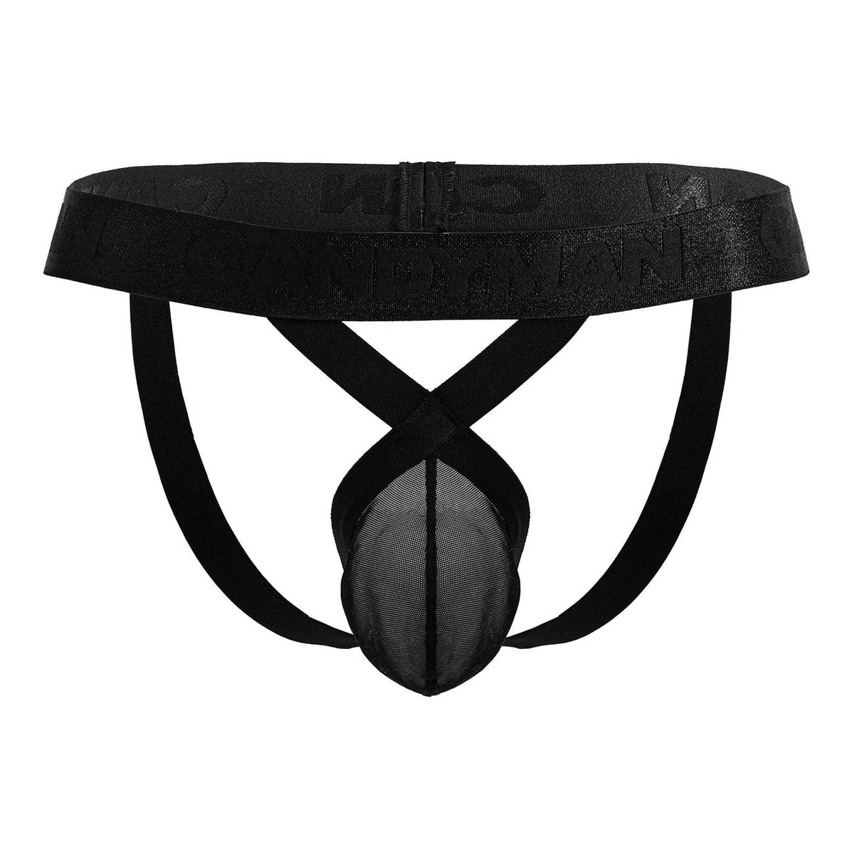 CandyMan Wide Strap Mesh Thongs - Black
