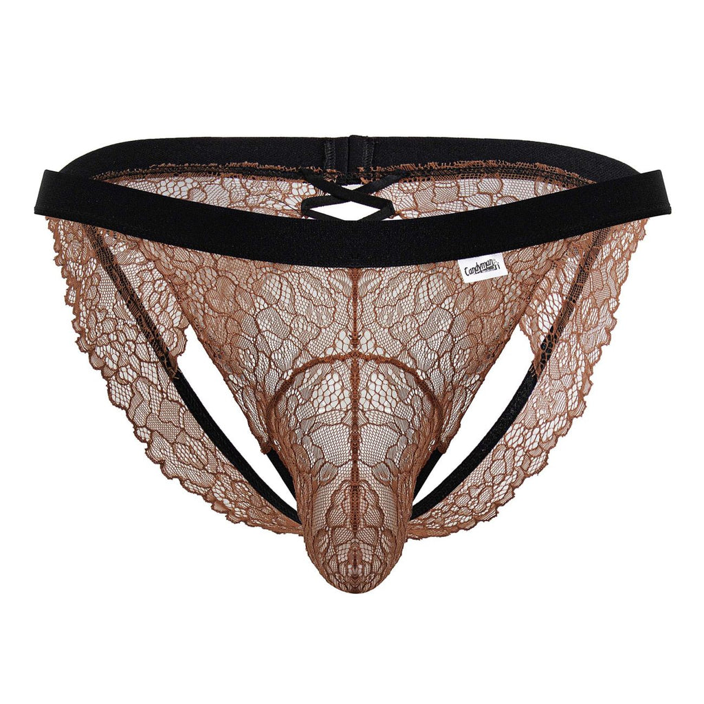 CandyMan Lace Jockstrap - Black-Terracotta