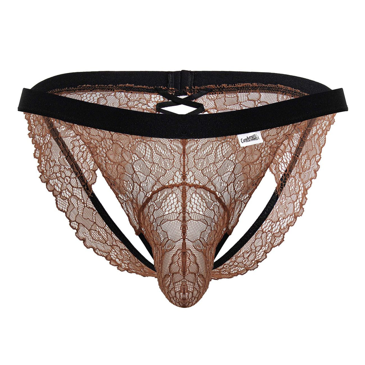 CandyMan Lace Jockstrap - Black-Terracotta