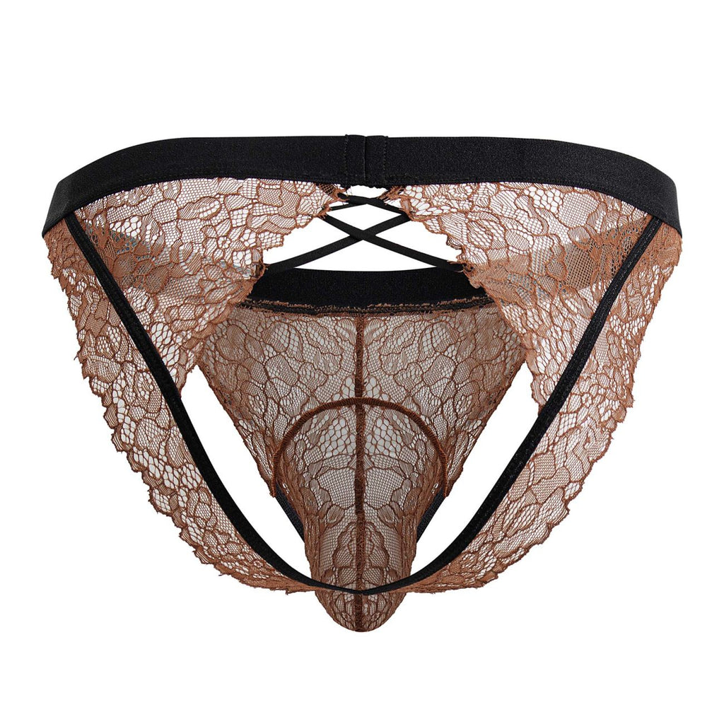 CandyMan Lace Jockstrap - Black-Terracotta