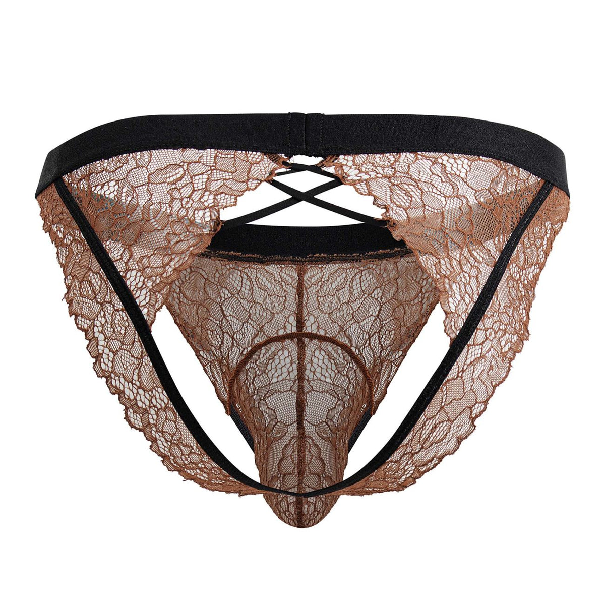 CandyMan Lace Jockstrap - Black-Terracotta