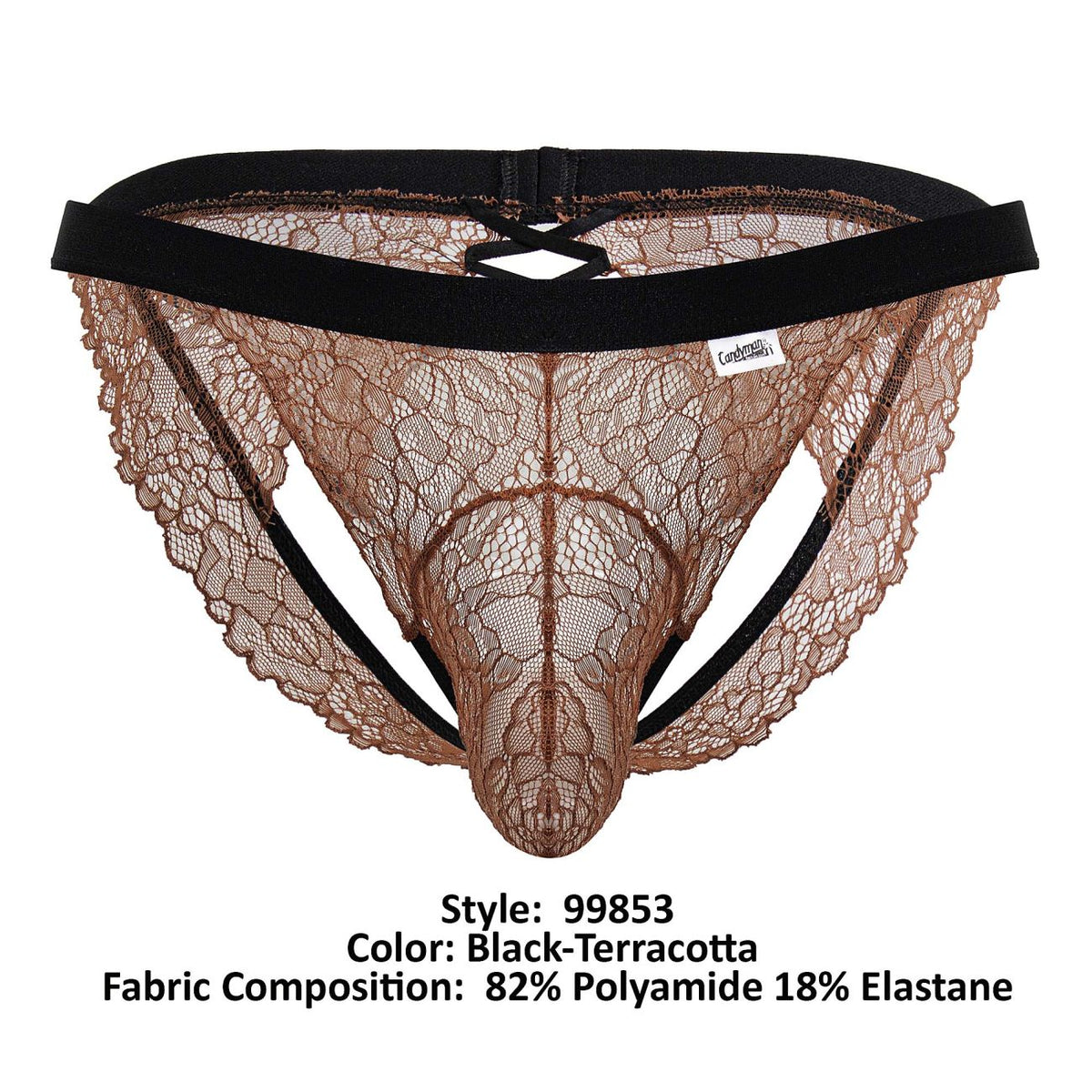 CandyMan Lace Jockstrap - Black-Terracotta
