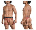 CandyMan Lace-Garter Outfit - Black-Terracotta