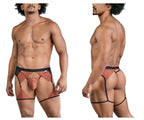 CandyMan Lace-Garter Outfit - Black-Terracotta