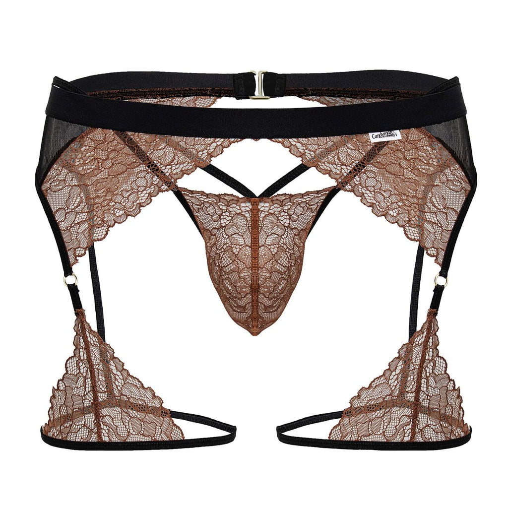 CandyMan Lace-Garter Outfit - Black-Terracotta