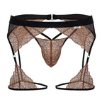 CandyMan Lace-Garter Outfit - Black-Terracotta