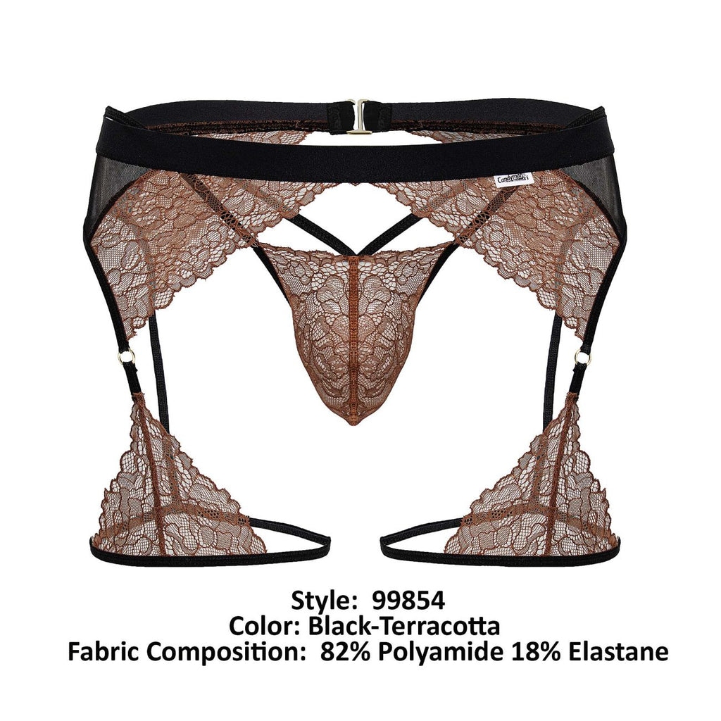 CandyMan Lace-Garter Outfit - Black-Terracotta