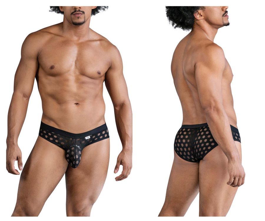 CandyMan Polka Mesh Briefs - Black