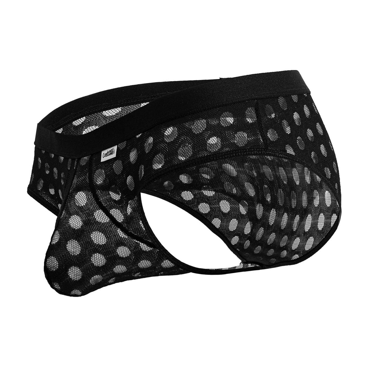 CandyMan Polka Mesh Briefs - Black