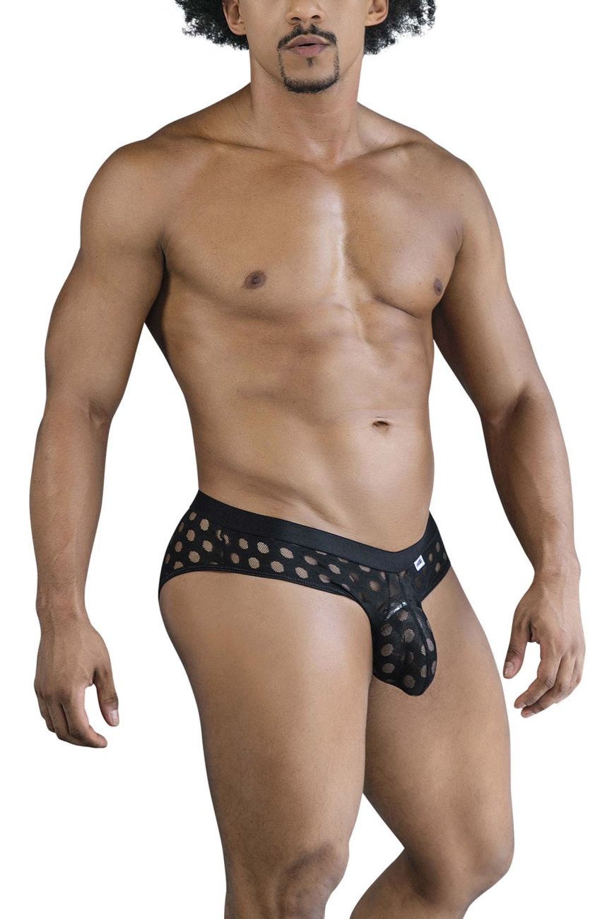 CandyMan Polka Mesh Briefs - Black