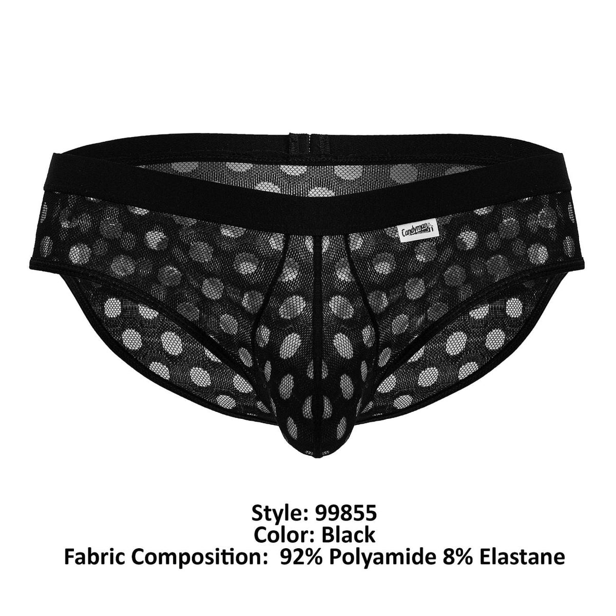 CandyMan Polka Mesh Briefs - Black