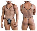 CandyMan Fishnet Bodysuit - Beige-Black
