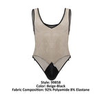CandyMan Fishnet Bodysuit - Beige-Black