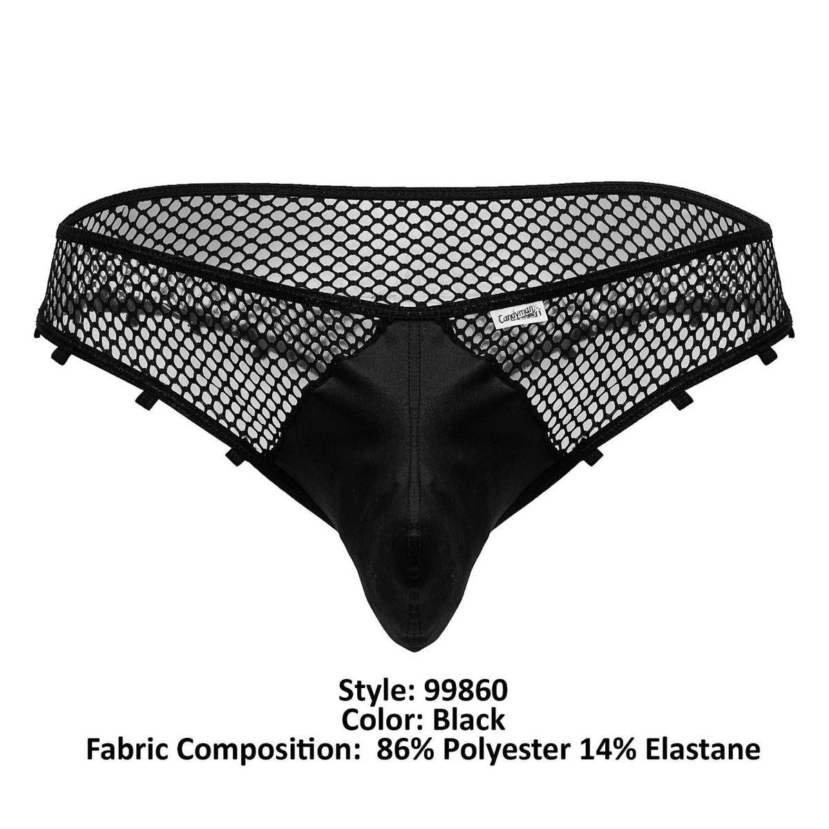 CandyMan Faux Leather Front Fishnet Thongs - Black