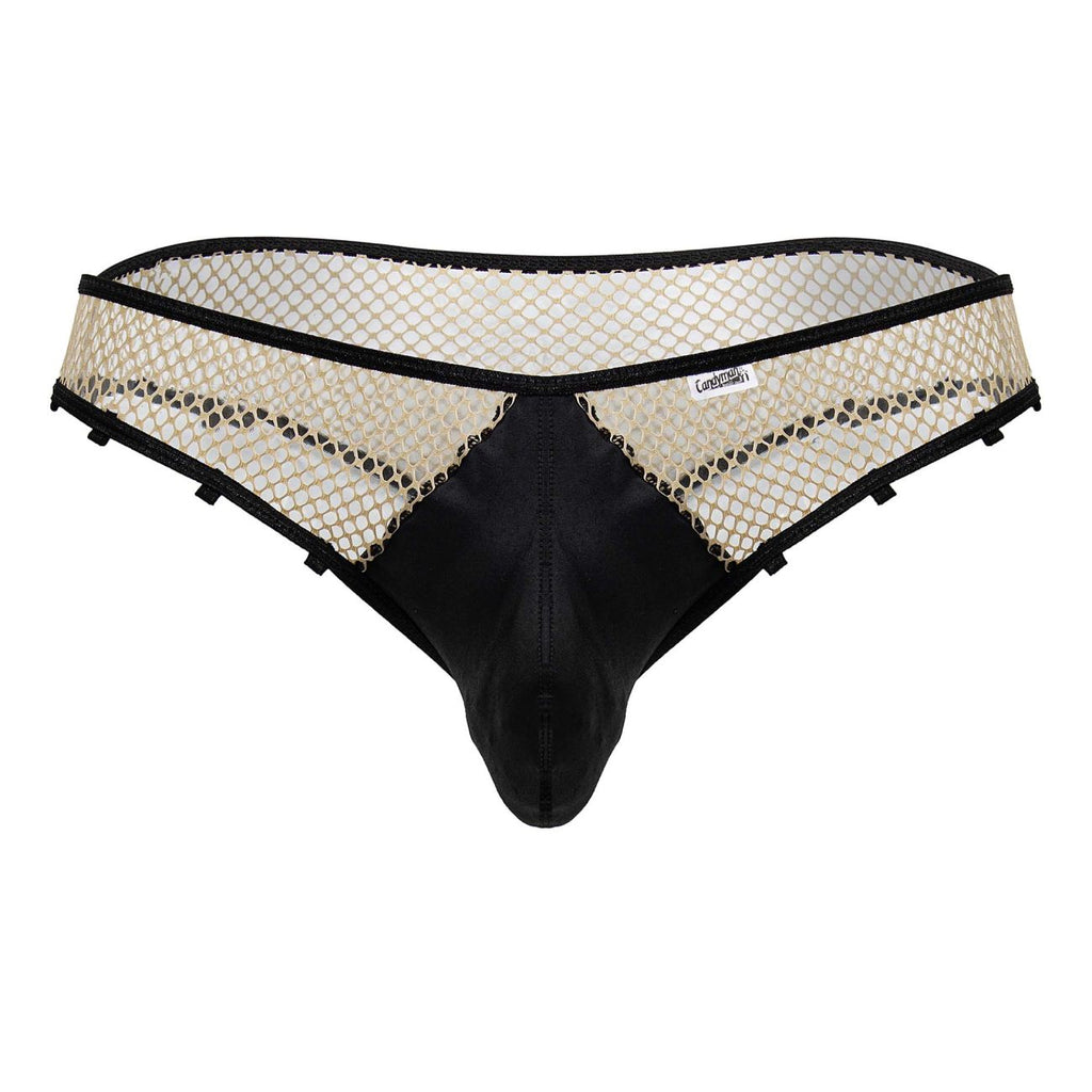 CandyMan Fishnet Thongs - Nude-Black