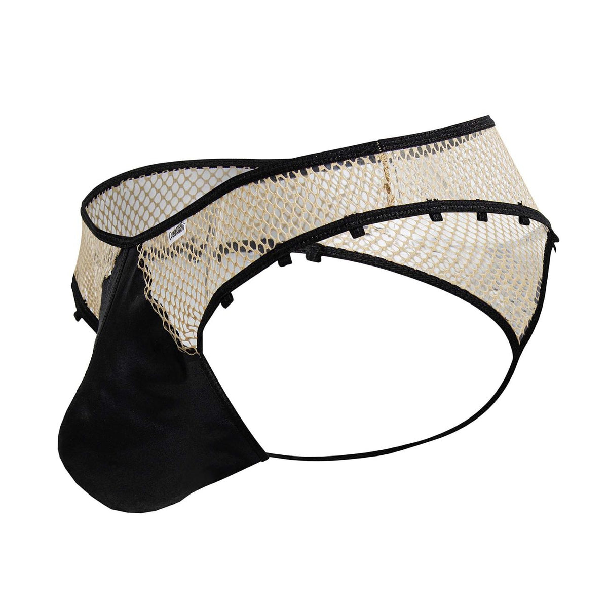 CandyMan Fishnet Thongs - Nude-Black